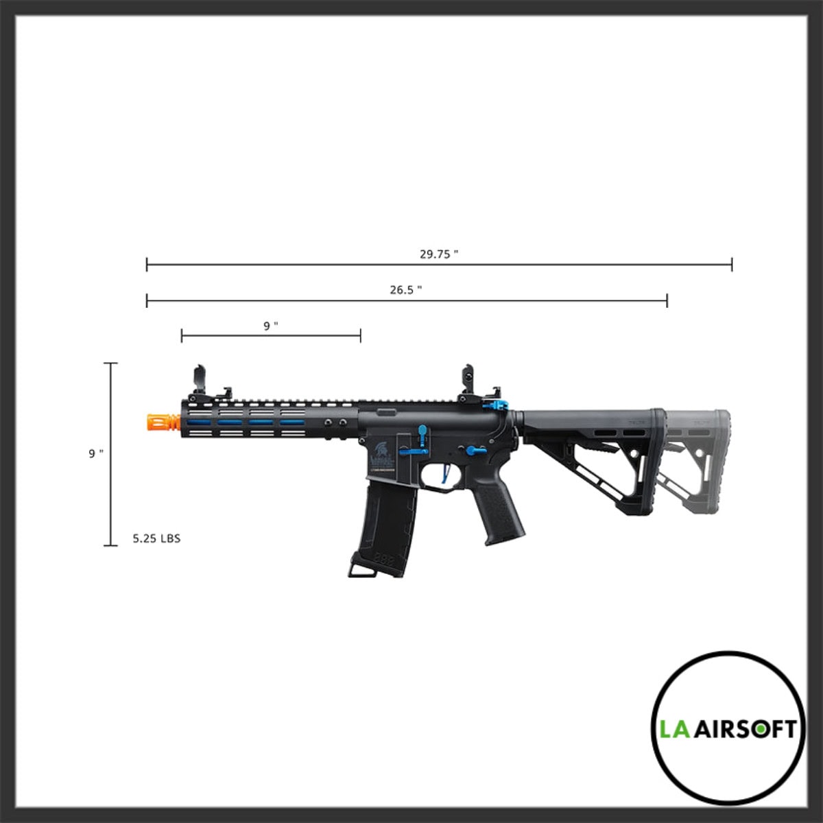 Lancer Tactical Gen 3 Archon 9" M-LOK Airsoft AEG Rifle w/ Delta Stock (Black/Blue)