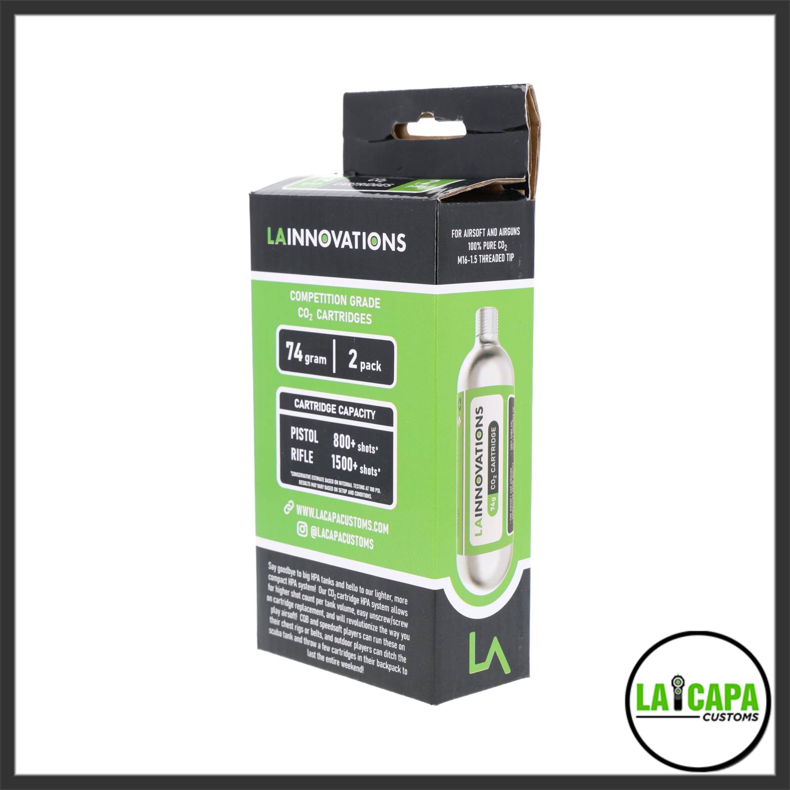 LA Innovations 74g CO2 2 Pack 2