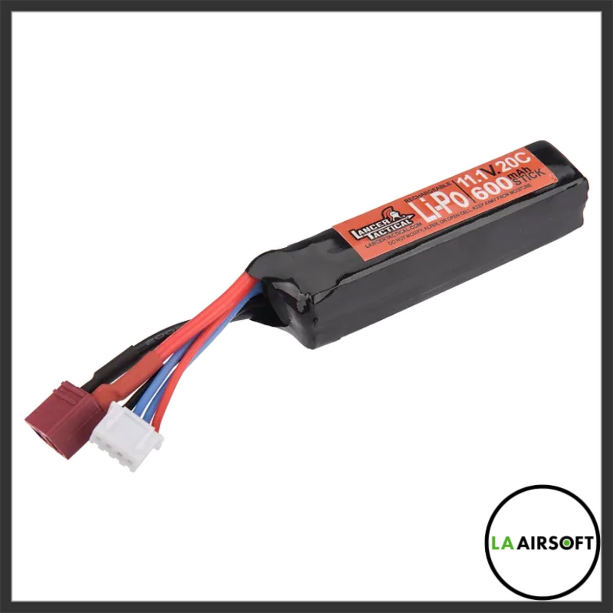 Lancer Tactical 11.1V 600 mAH 20C Stick LiPo Battery (Deans connector)