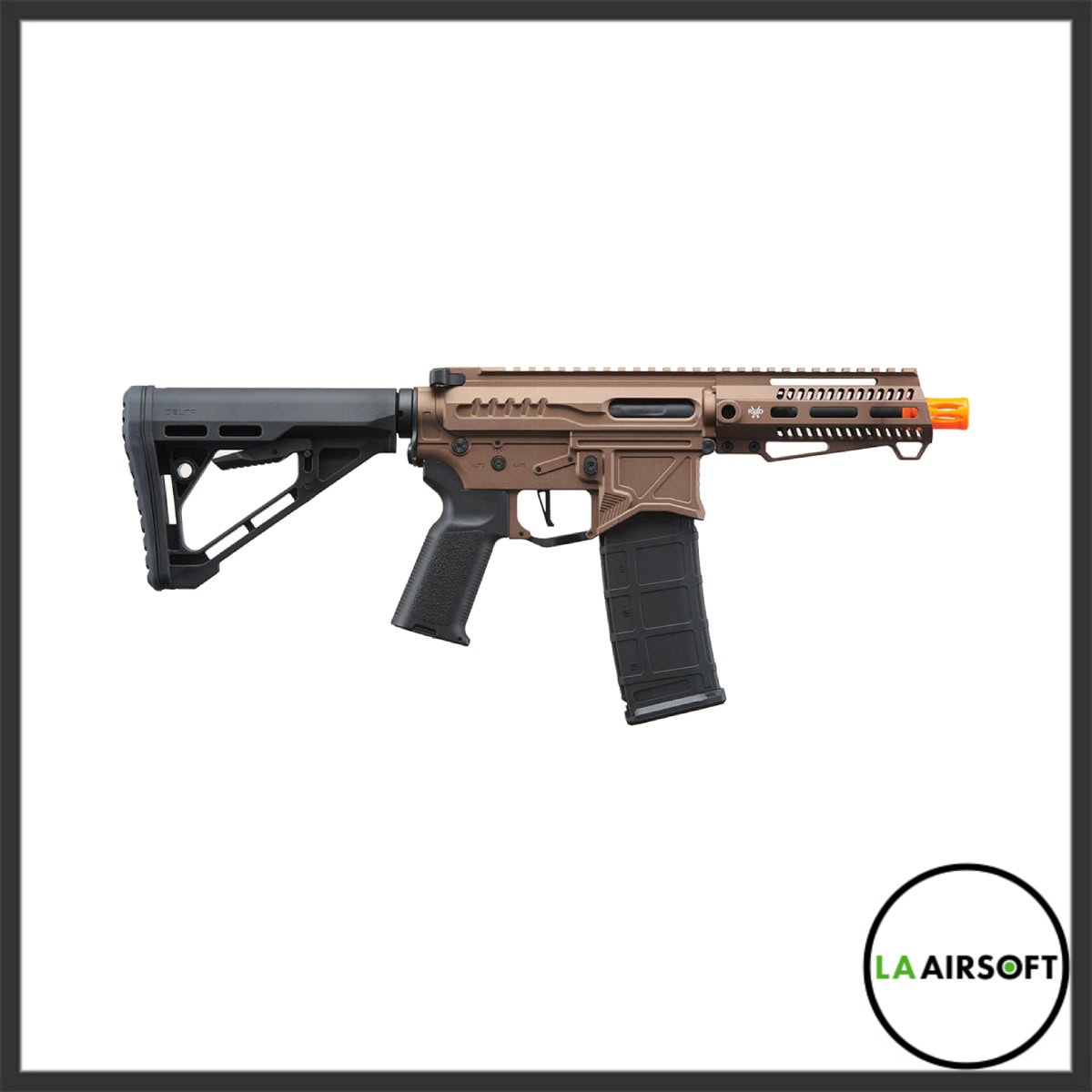 Zion Arms R15 Mod 1 Short Barrel Airsoft Rifle with Delta Stock (Color_ Bronze)
