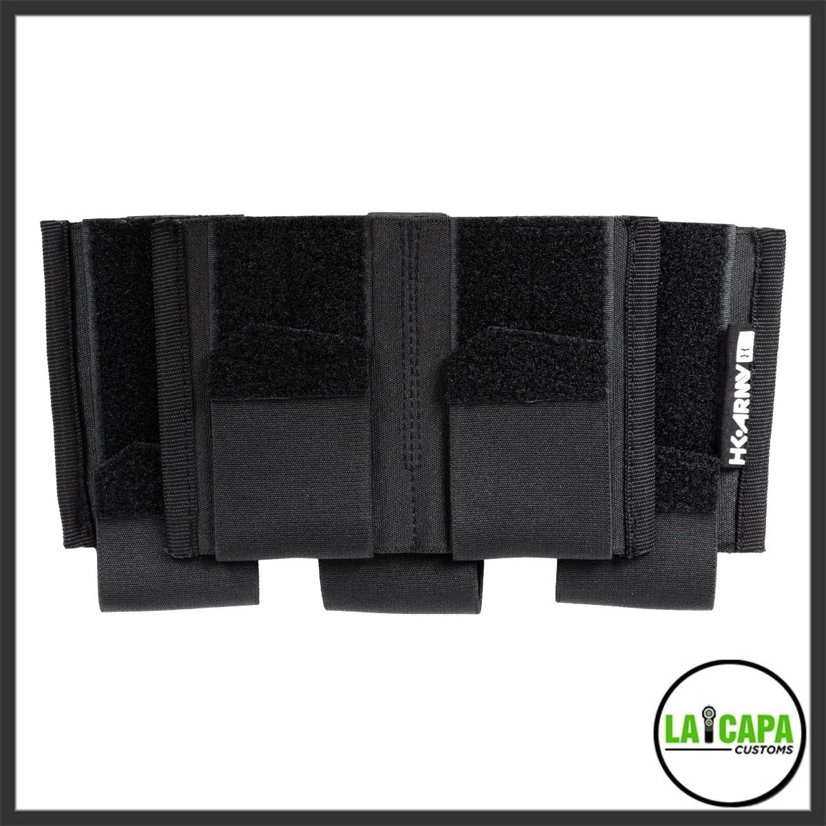 HK Army AR Mag Cell 5-cell black magazine pouch, front view showing velcro retention straps and divided cell pockets.