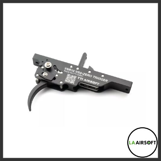TTI Airsoft VSR10 VSS-Zero Trigger unit viewed from the left side, showing the CNC-machined black alloy body and trigger assembly.