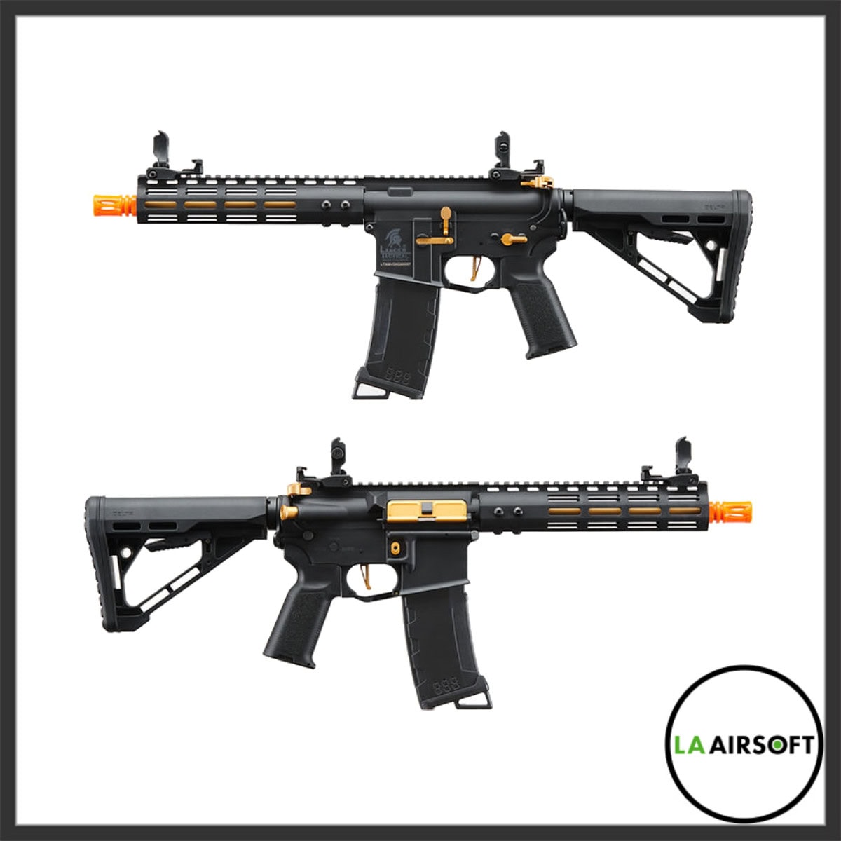Gen 3 Archon 9_ M-LOK M4 Airsoft Rifle w_ Delta Stock (Color_ Black &amp; Gold)
