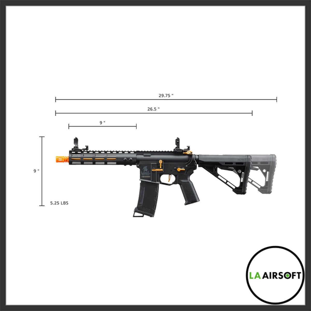 Lancer Tactical Gen 3 Archon 9" M-LOK Airsoft AEG Rifle w/ Delta Stock (Black/Gold)