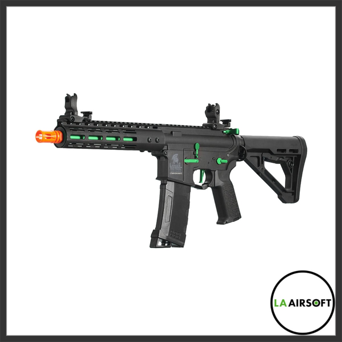 Lancer Tactical Gen 3 Archon 9" M-LOK Airsoft AEG Rifle w/ Delta Stock (Black/Green)
