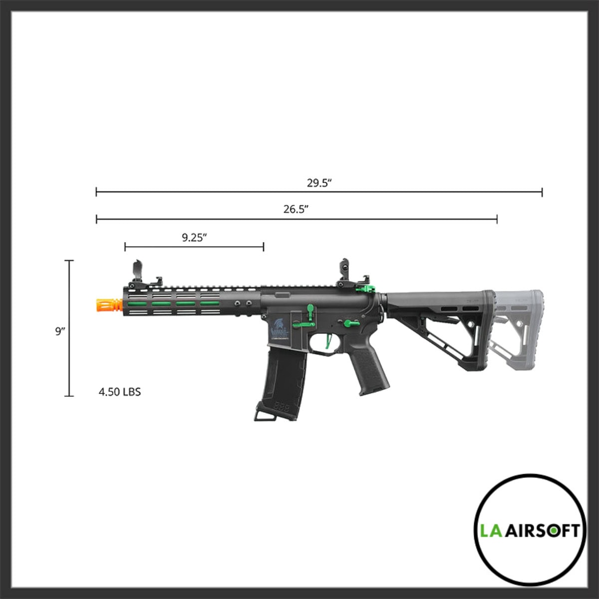 Lancer Tactical Gen 3 Archon 9" M-LOK Airsoft AEG Rifle w/ Delta Stock (Black/Green)