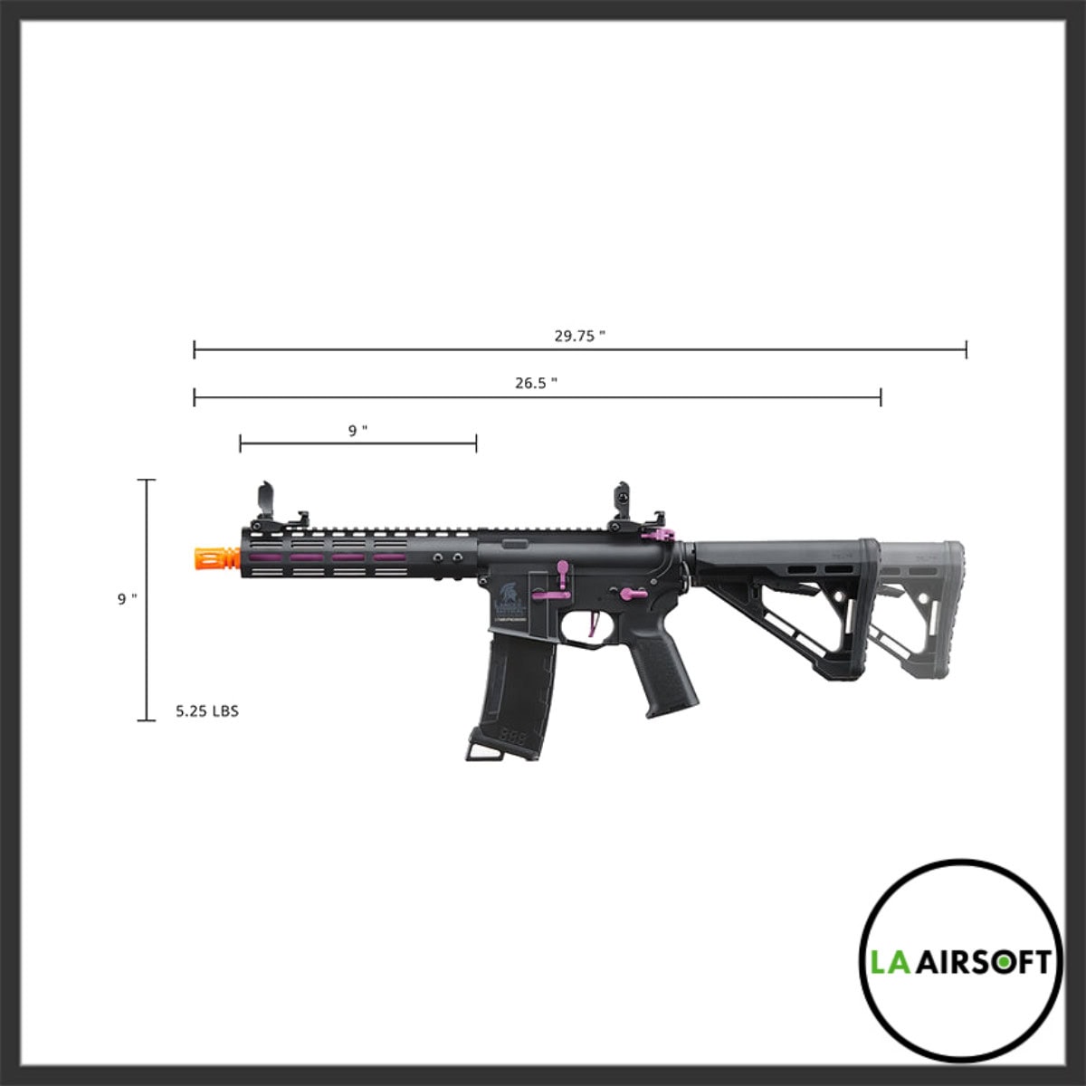 Lancer Tactical Gen 3 Archon 9" M-LOK Airsoft AEG Rifle w/ Delta Stock (Black/Purple)