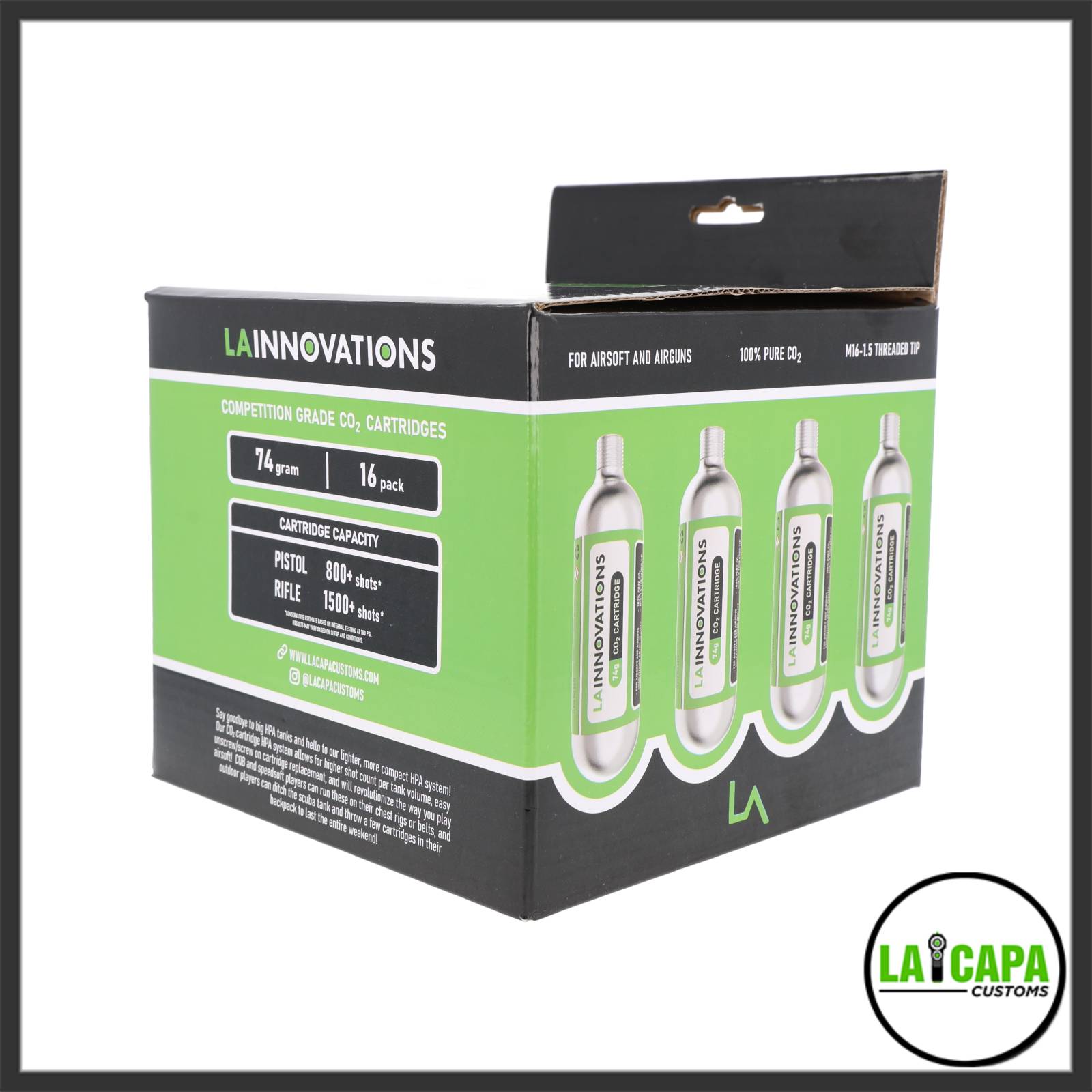 LA Innovations 74g CO2 16 Pack 2