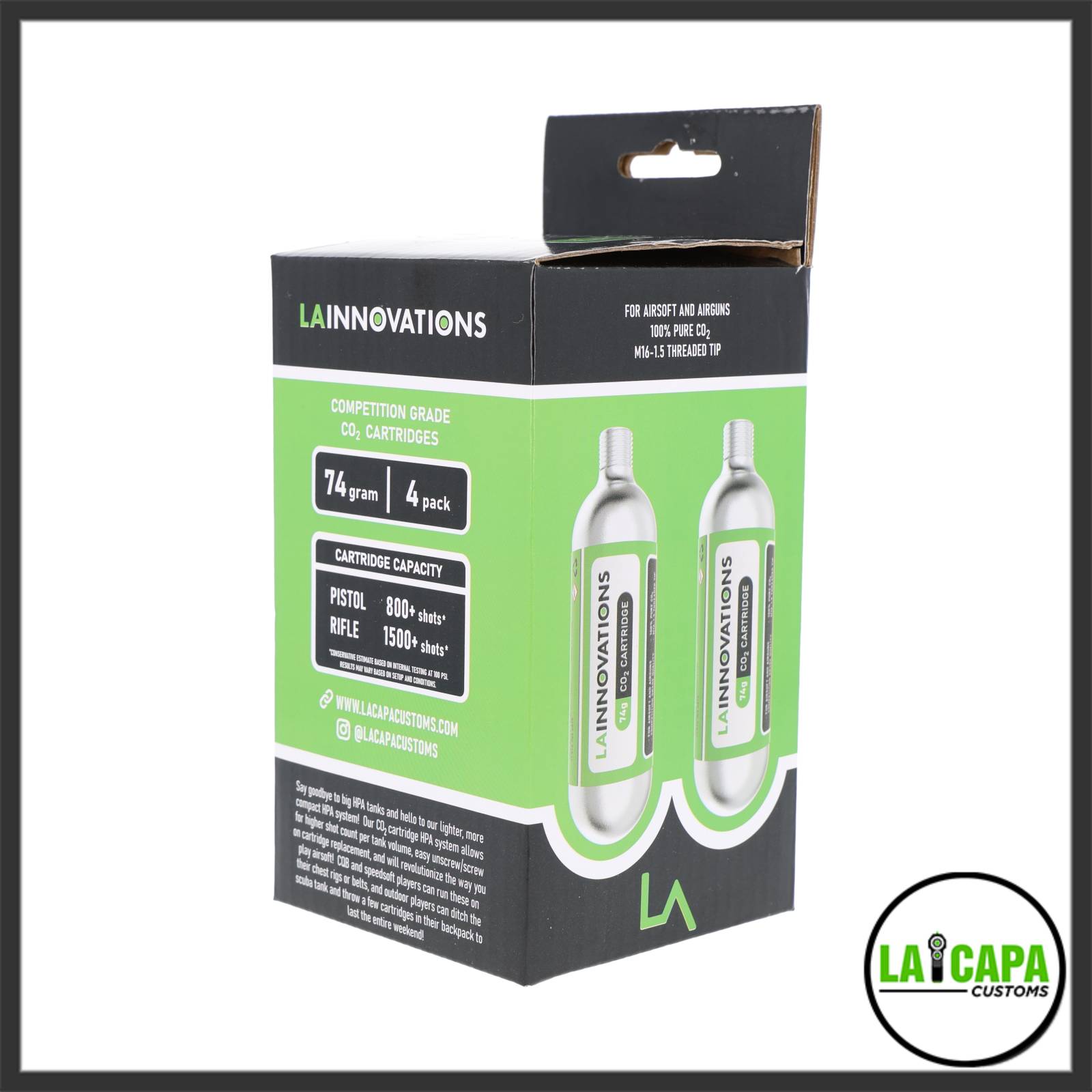 LA Innovations 74g CO2 4 Pack 2