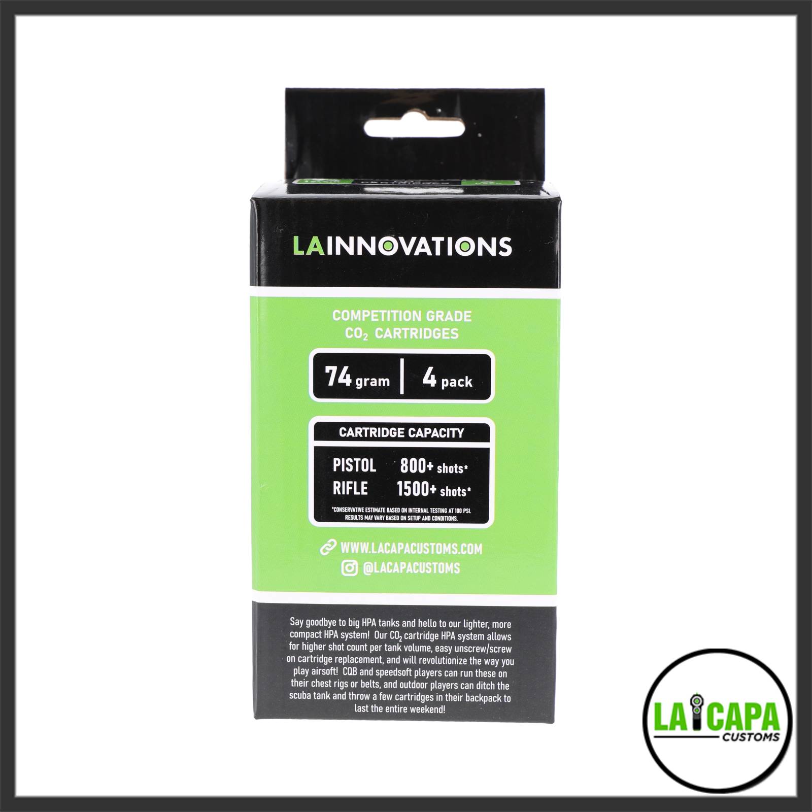 LA Innovations 74g CO2 4 Pack