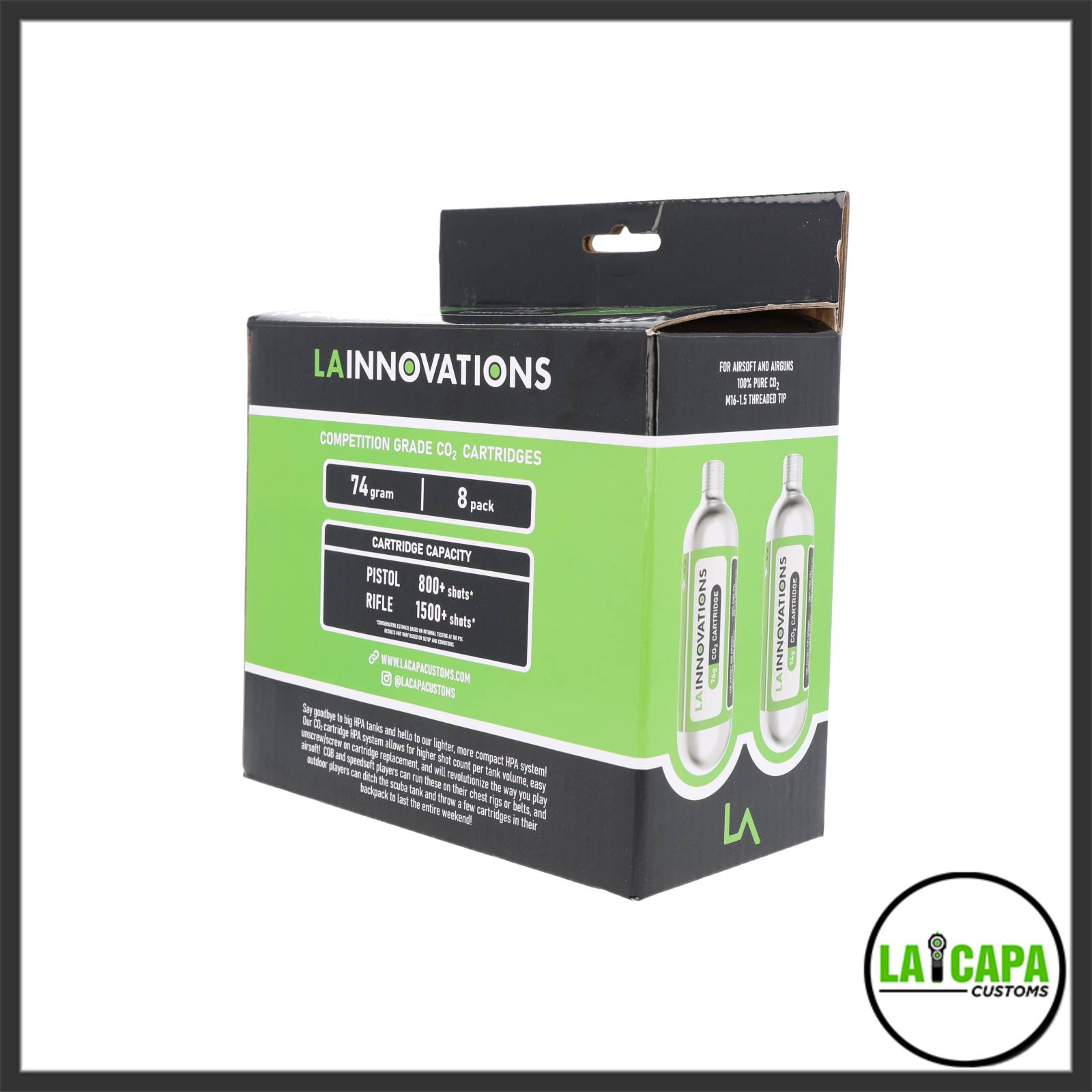 LA Innovations 74g CO2 8 Pack 2