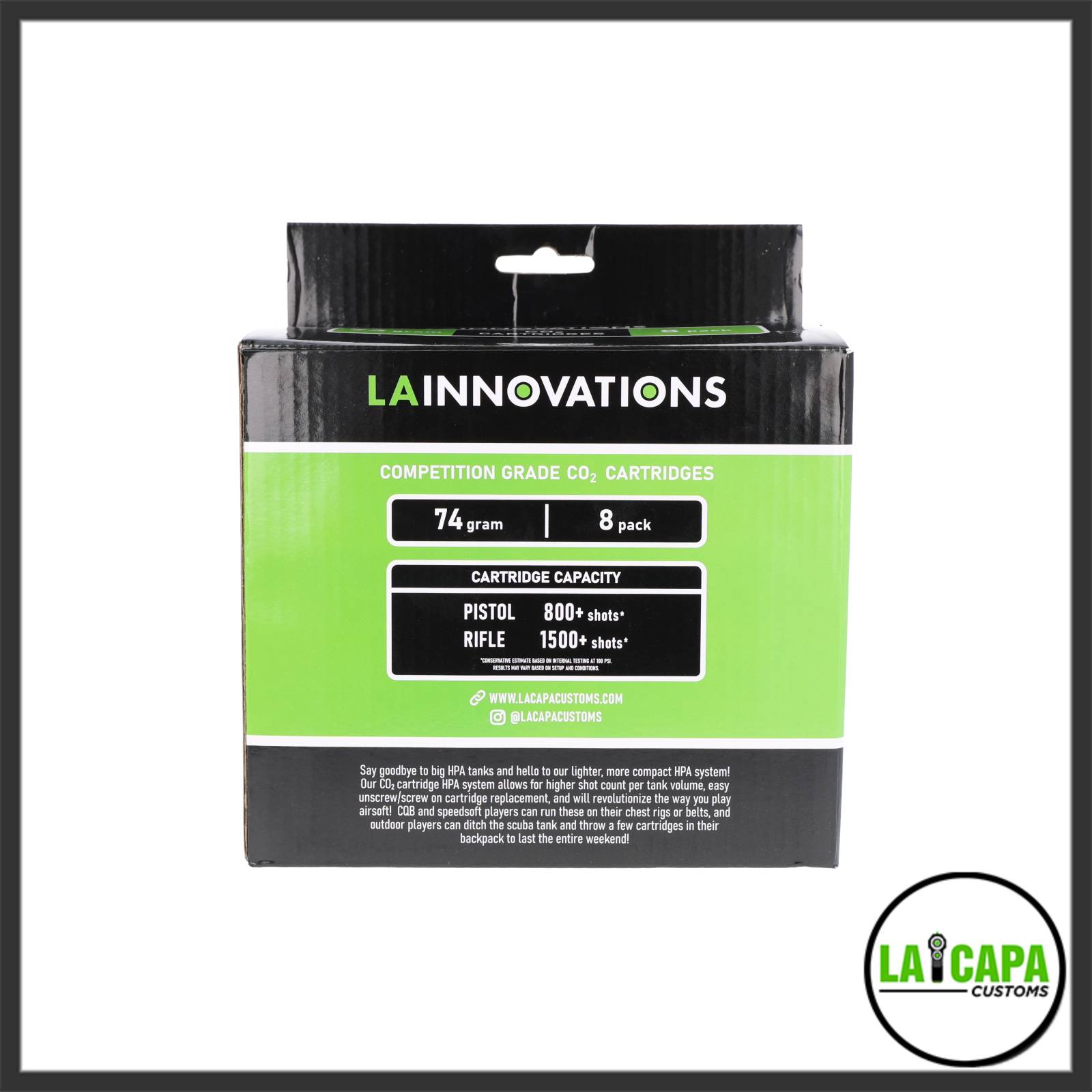 LA Innovations 74g CO2 8 Pack