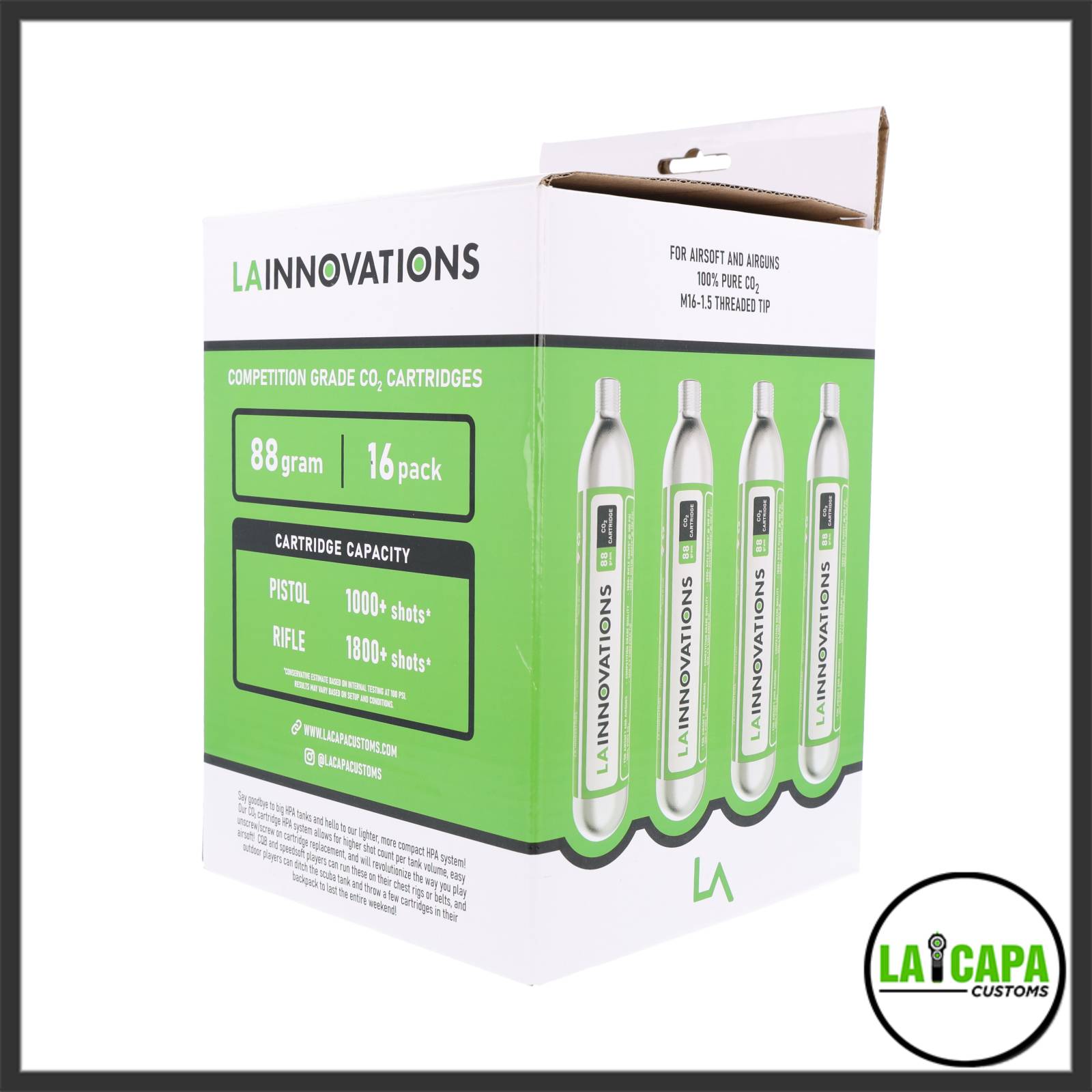 LA Innovations 88g CO2 16 Pack 2