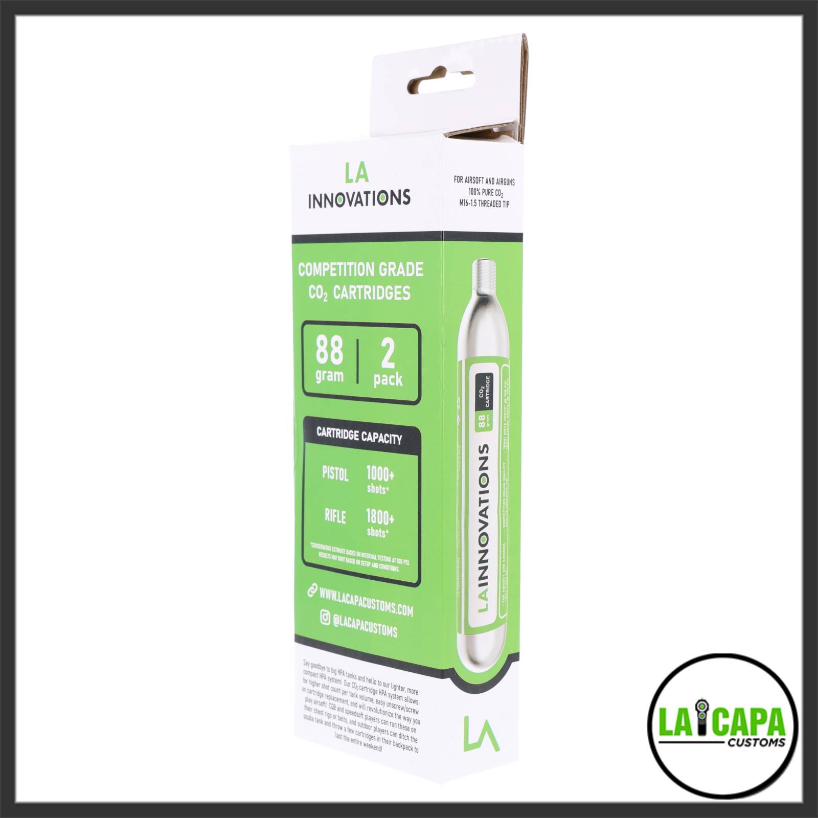 LA Innovations 88g CO2 2 Pack 2