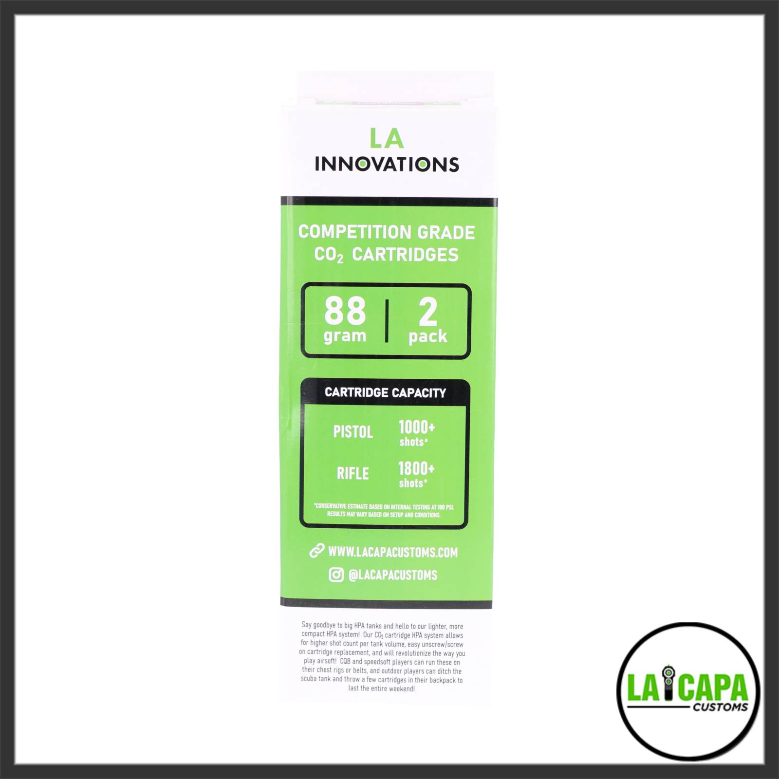 LA Innovations 88g CO2 2 Pack