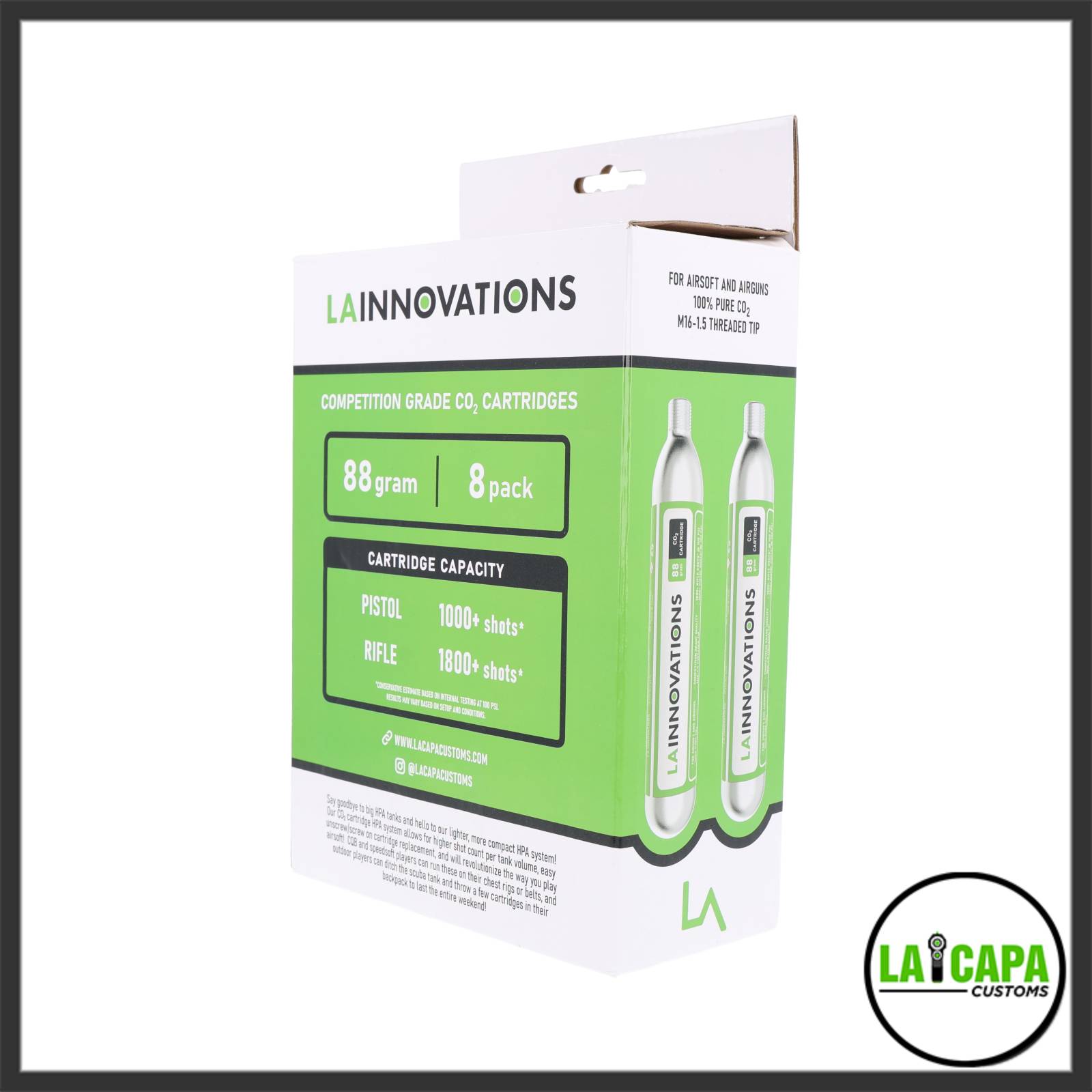LA Innovations 88g CO2 8 Pack 2