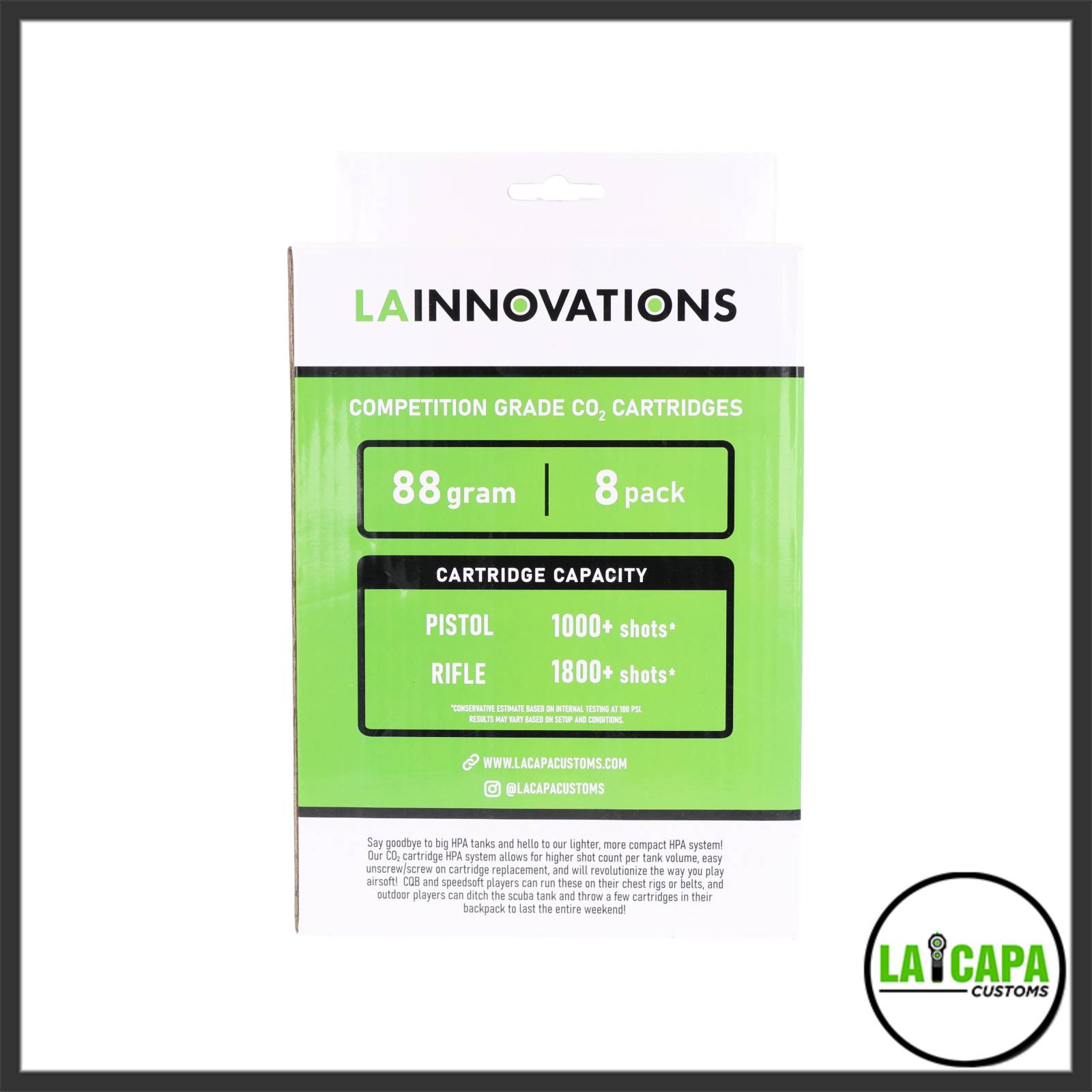 LA Innovations 88g CO2 8 Pack