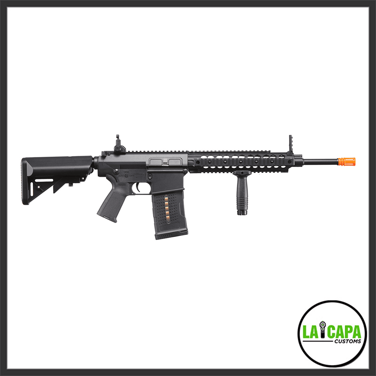 Lancer Tactical Battle X AEG Airsoft Rifle w/ SOPMOD Stock & Quad Picatinny Handguard - (Black)