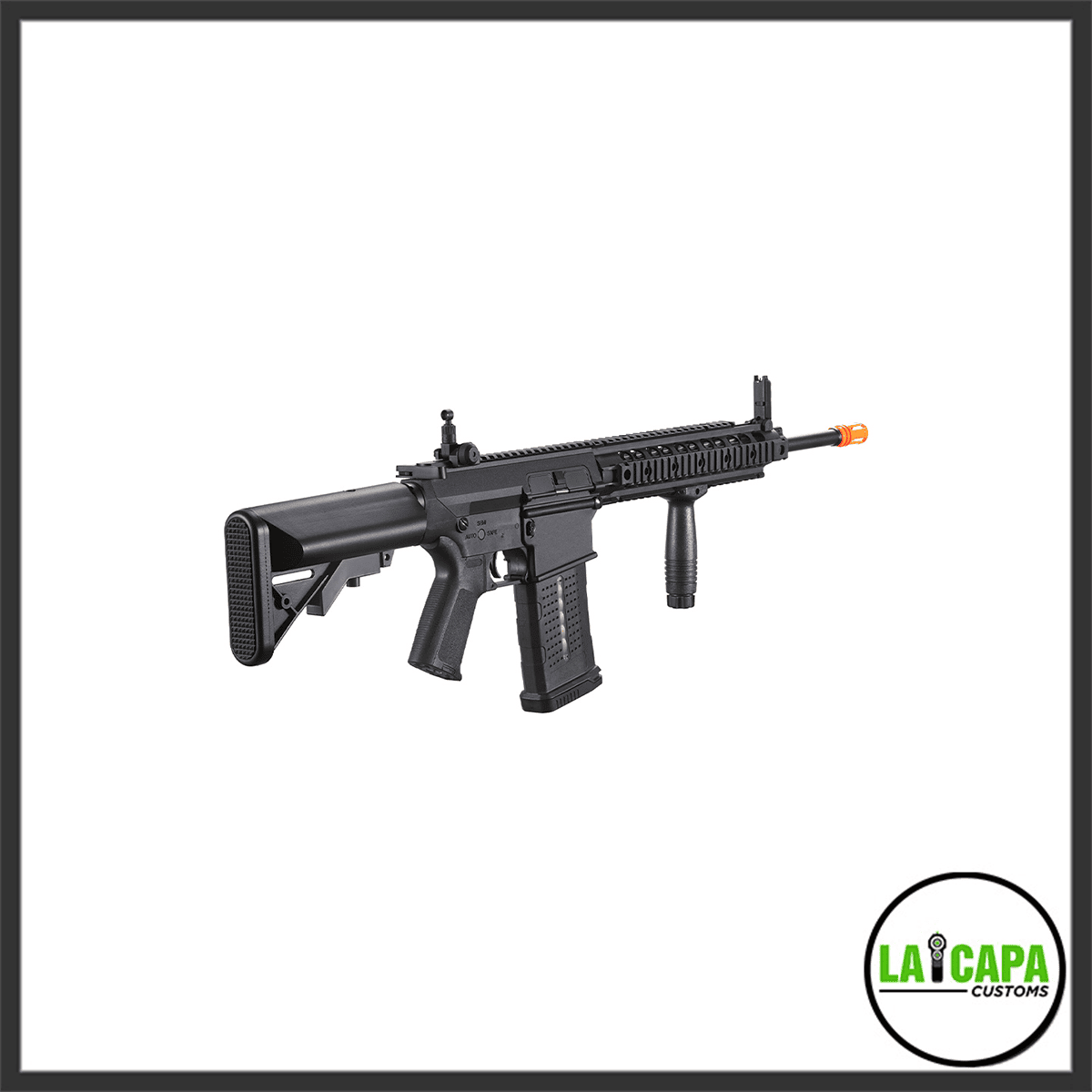 Lancer Tactical Battle X AEG Airsoft Rifle w/ SOPMOD Stock & Quad Picatinny Handguard - (Black)