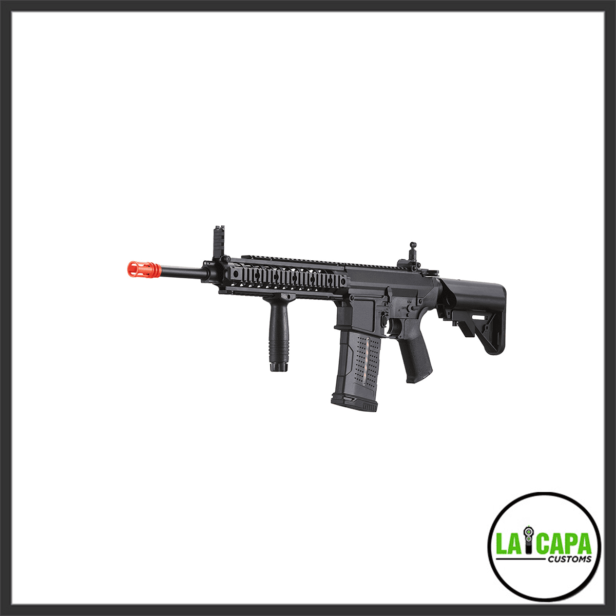 Lancer Tactical Battle X AEG Airsoft Rifle w/ SOPMOD Stock & Quad Picatinny Handguard - (Black)