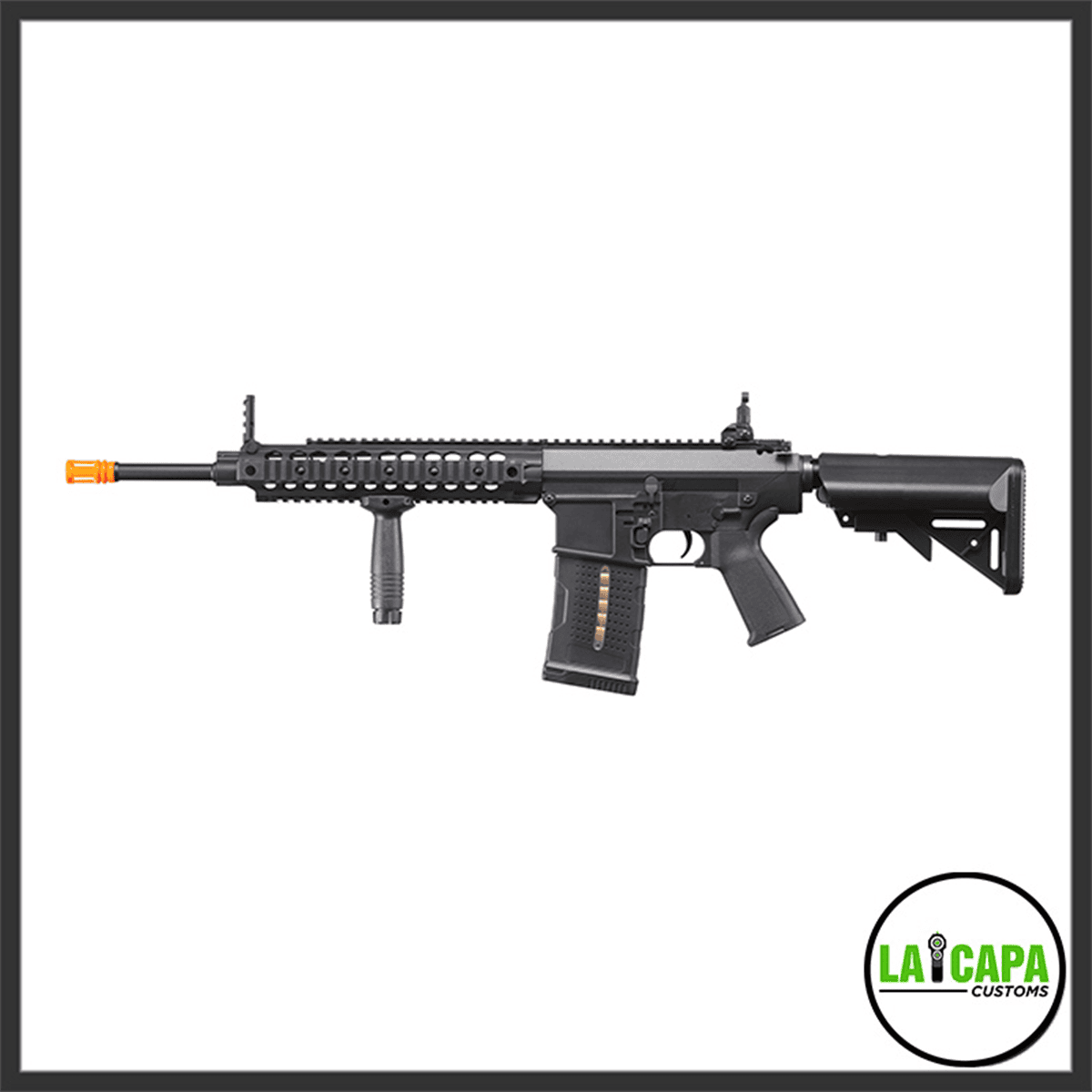 Lancer Tactical Battle X AEG Airsoft Rifle w/ SOPMOD Stock & Quad Picatinny Handguard - (Black)