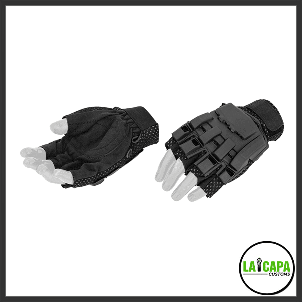 Lancer Tactical Paintball Glove Half Finger (Black)