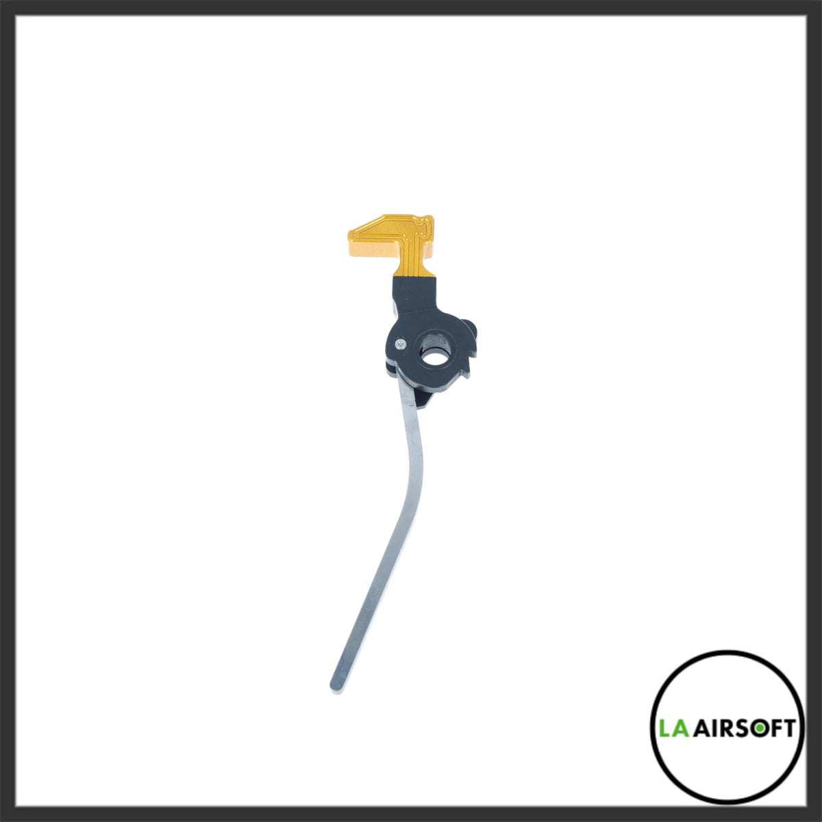 Dr. Black hammer and strut set for Hi-Capa in the gold hammer colour variant, with black hub and silver strut.