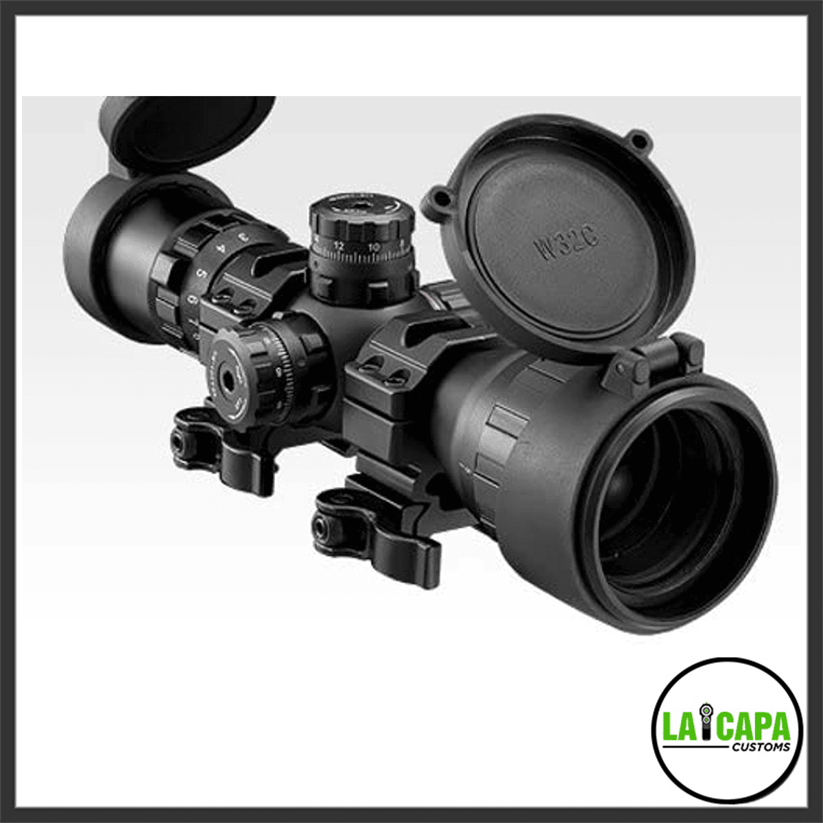 ILLUMINATED SHORT ZOOM SCOPE 3-9倍 25mm Tokyo Marui Illuminated Short Zoom Scope & Mount Ring Set | LA Airsoft