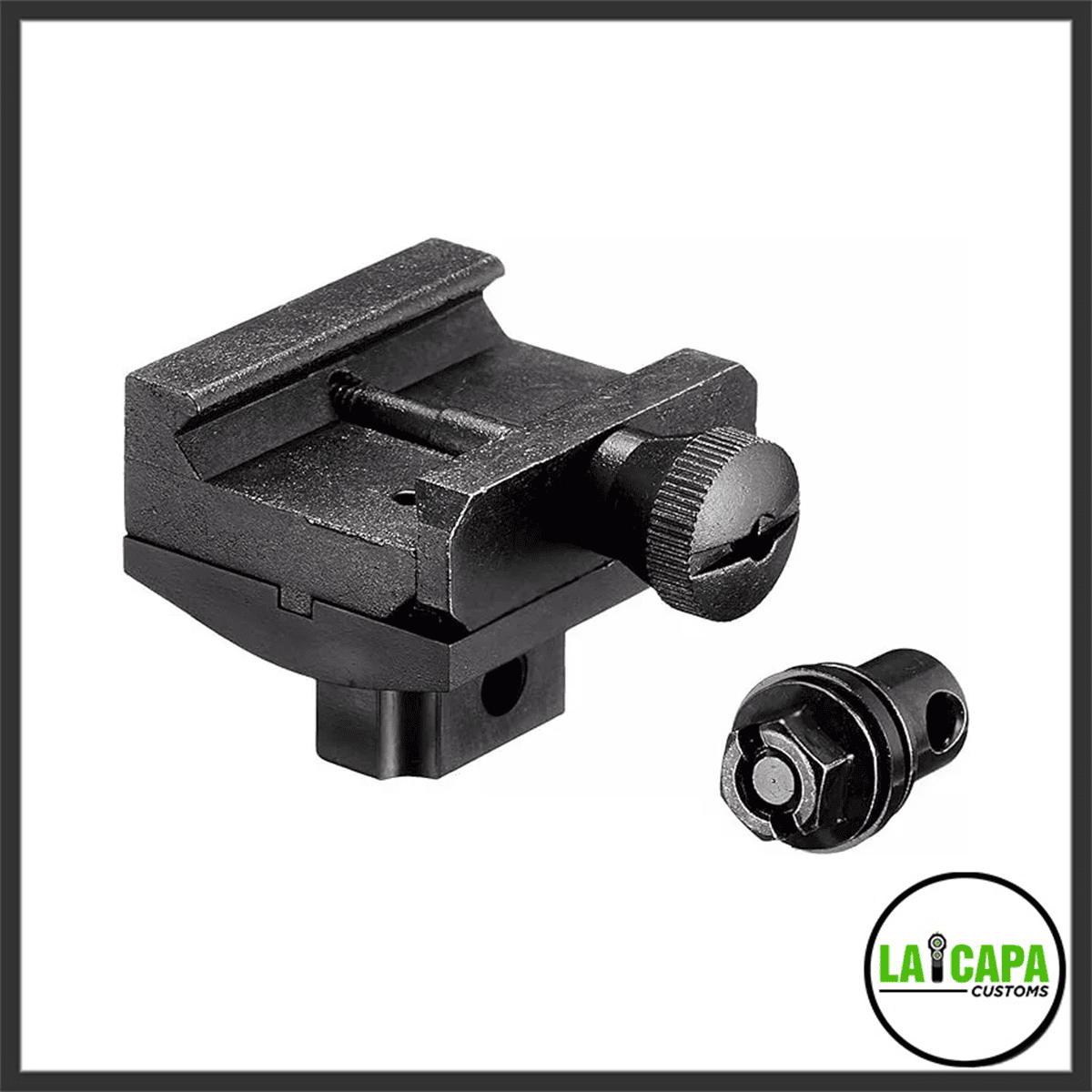 Tokyo Marui TAC-BIPO rail-mount clamp and a separate pivot stud shown together against a white background.