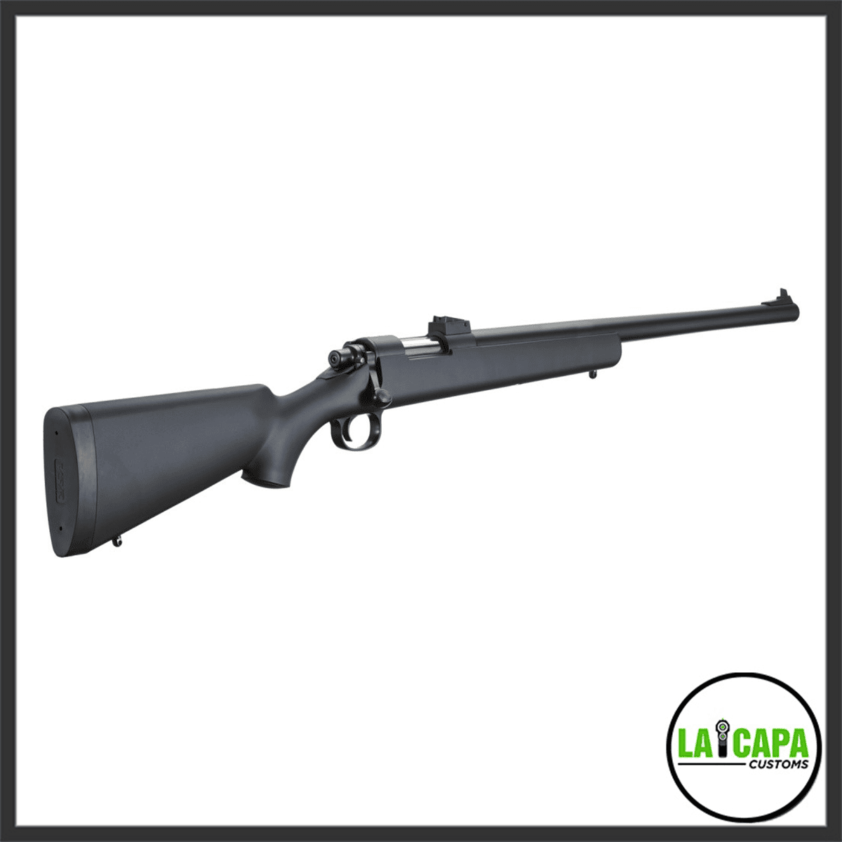 Tokyo Marui VSR-10 Pro bolt-action airsoft rifle in black, shown from the left side with bolt handle and open sights visible.