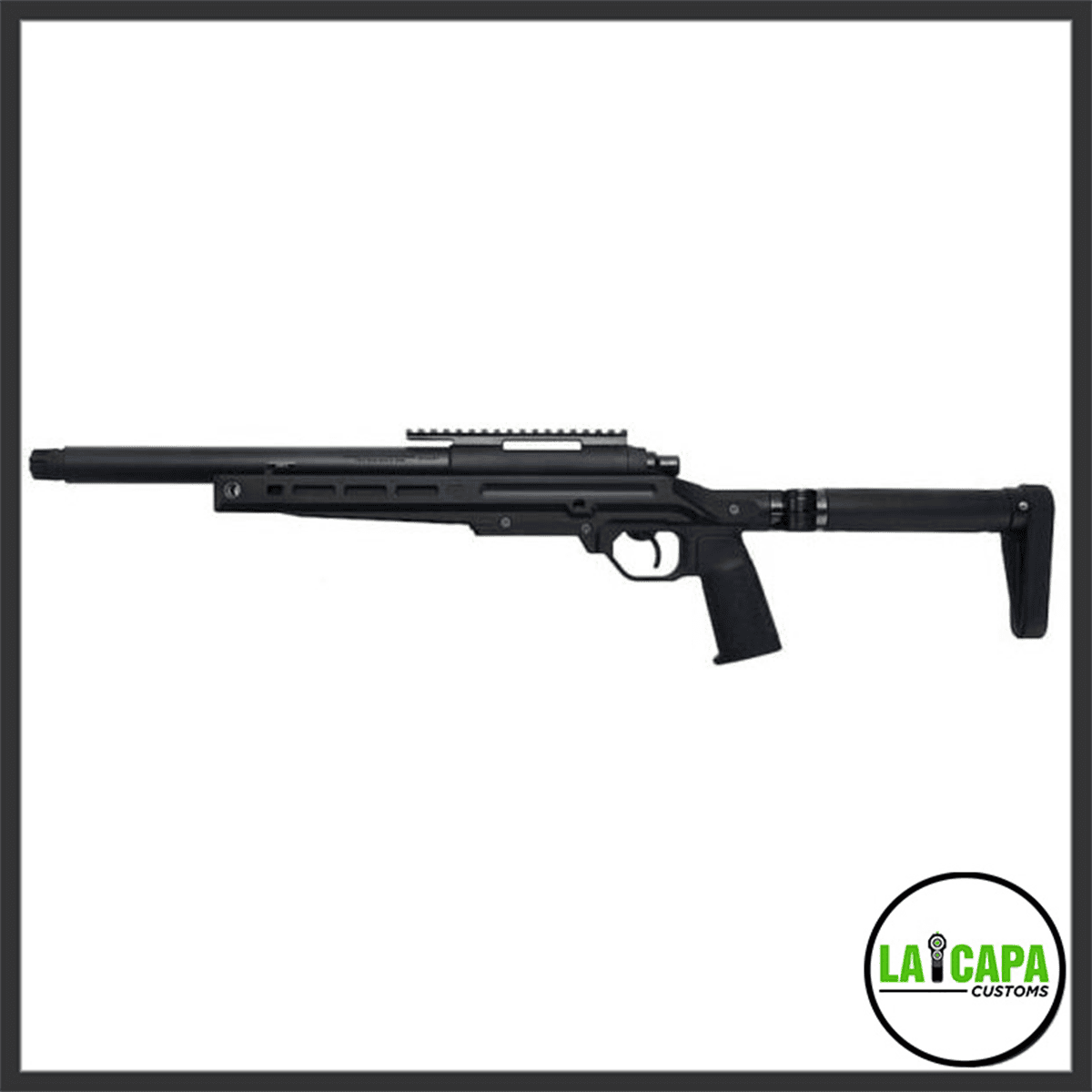 Tokyo Marui VSR-ONE airsoft sniper rifle in black, right-side profile showing the folding stock, pistol grip, M-LOK handguard, and top rail.